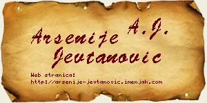 Arsenije Jevtanović vizit kartica